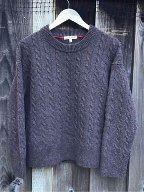 Alex Mill Cable Knit Sweater Brown Merino Wool Blend Mens Small Crewneck Preppy